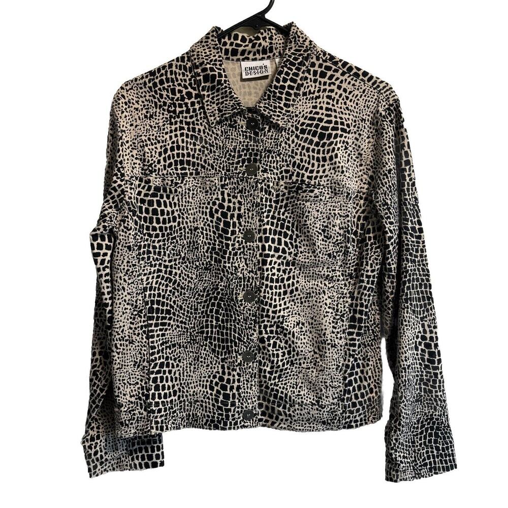 Vintage Chico’s Animal Print Jacket Grunge Indie Western Festival Women's Size S